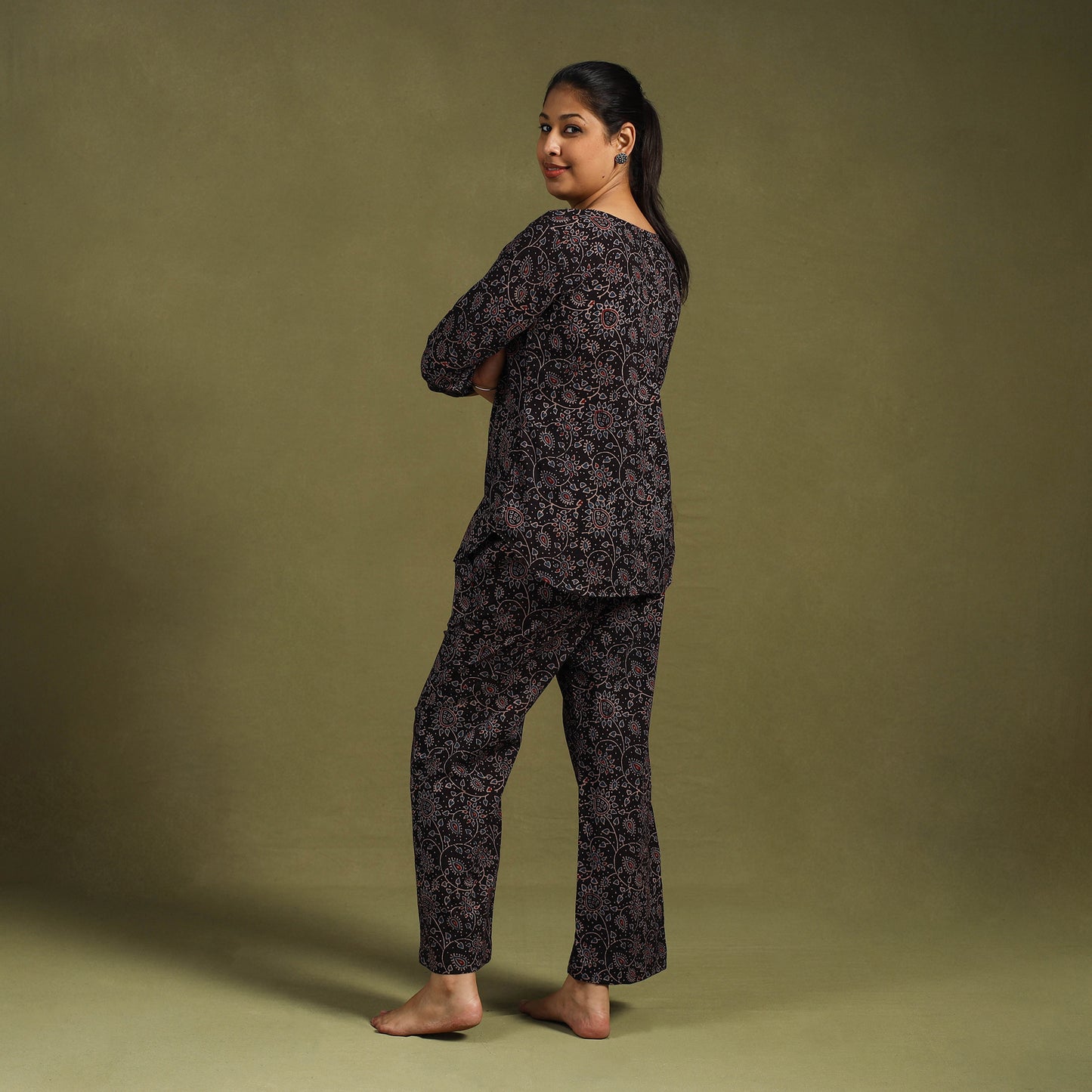 Buy Cotton Ajrakh Block Print Night Suit Set