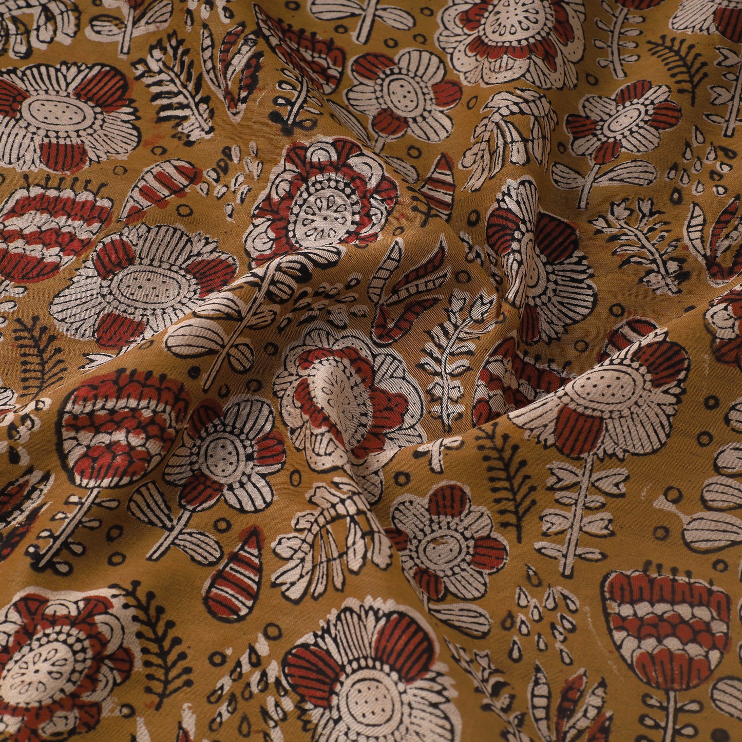Brown - Bagru Ajrakh Dabu Block Printed Natural Dyed Chanderi Silk Fabric 16