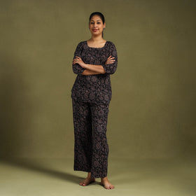 Buy Cotton Ajrakh Block Print Night Suit Set