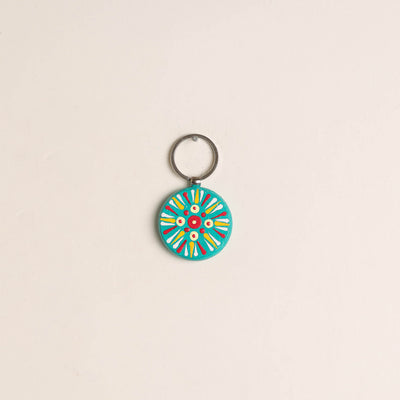 Handpainted Mandala Art Wooden Keychain 54