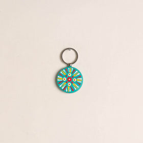 Handpainted Mandala Art Wooden Keychain 54