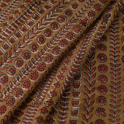 Brown - Bagru Ajrakh Dabu Block Printed Natural Dyed Chanderi Silk Fabric 17