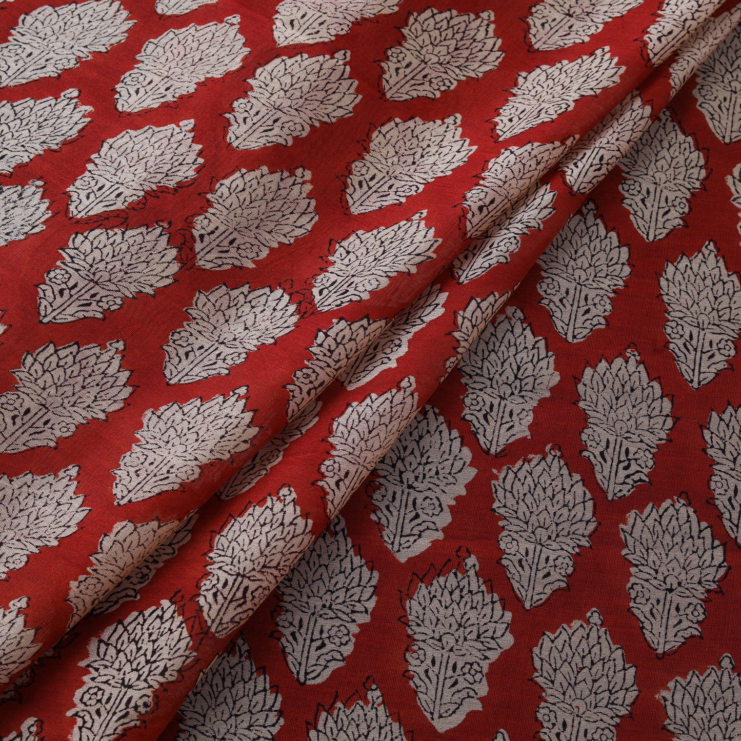 Bagru Hand Block Prints Pure Handloom Chanderi Silk Fabric 02