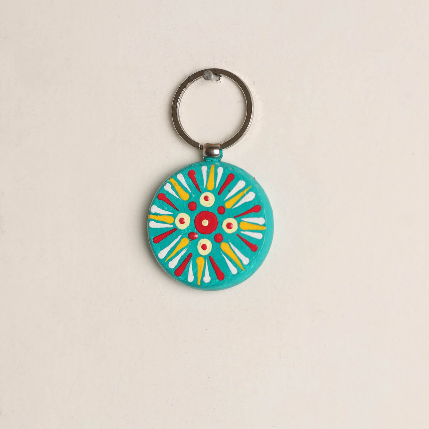 Handpainted Mandala Art Wooden Keychain 54