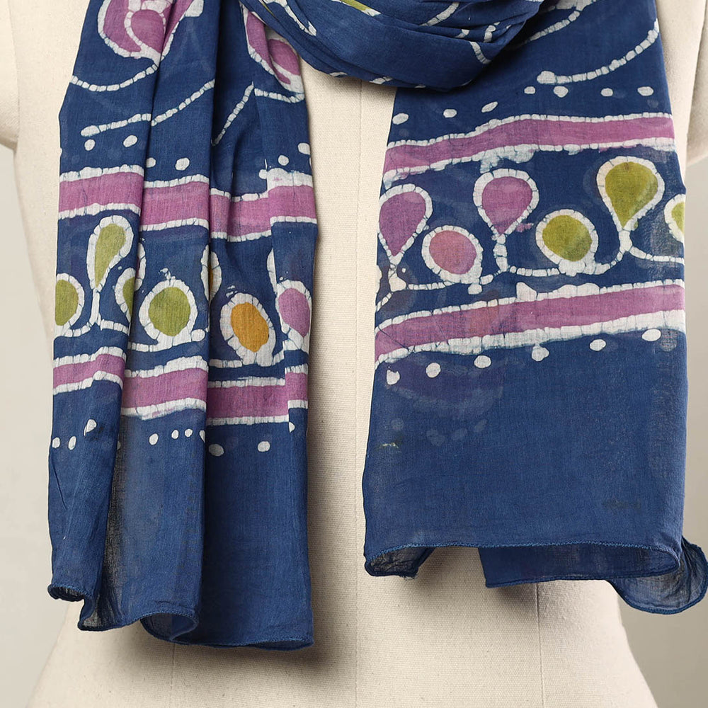 Blue - Hand Batik Printed Mul Cotton Stole 60