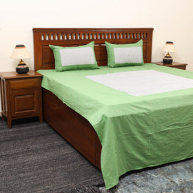Green - patchwork cotton double jacquard bedsheet set 12
