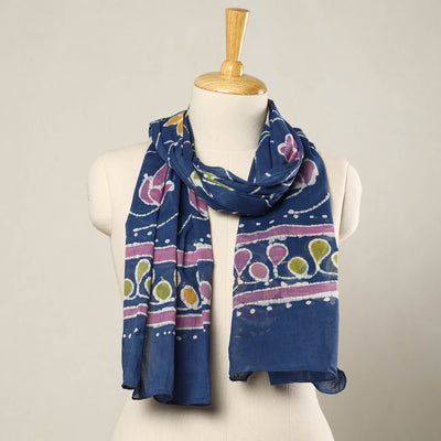 Blue - Hand Batik Printed Mul Cotton Stole 60