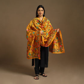 Buy Orange Ranihati Chanderi Silk Hand Embroidery Dupatta
