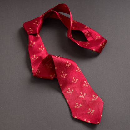 Block Printed Mashru Silk Handmade Necktie for Men