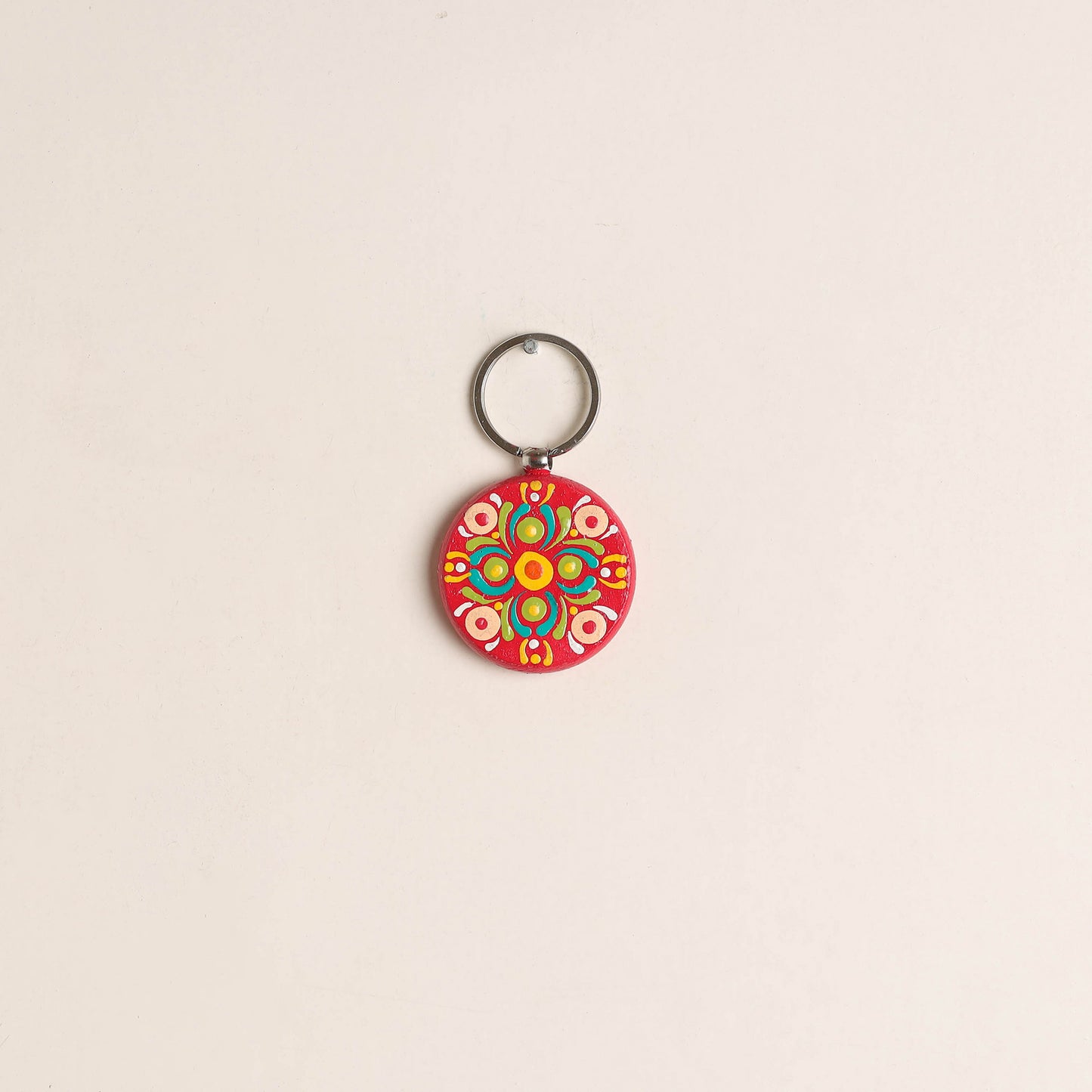 Handpainted Mandala Art Wooden Keychain 55