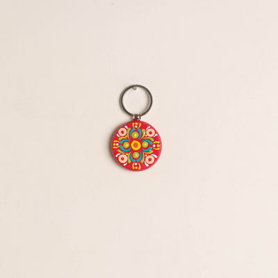 Handpainted Mandala Art Wooden Keychain 55