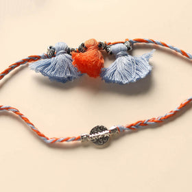 Handmade German Silver Rakhi & Lumba Set