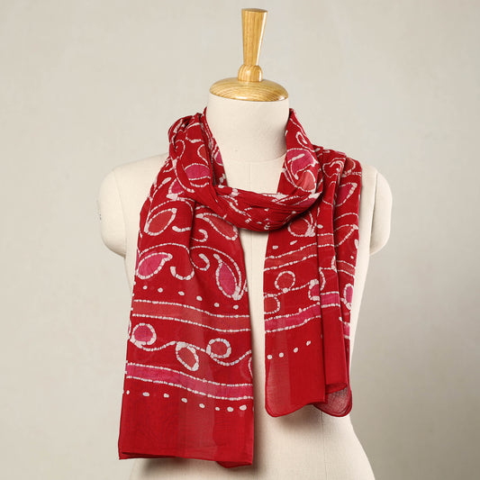 Red - Hand Batik Printed Mul Cotton Stole 63