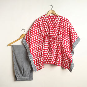 Buy Hand Printed Cotton Kaftan & Pyjama Night Suit Set Online at iTokri.com