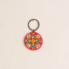 Handpainted Mandala Art Wooden Keychain 55
