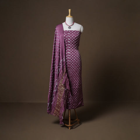 Kutch Bandhani Modal Silk Unstitched Dress Material: Kurta, Bottom & Dupatta 18