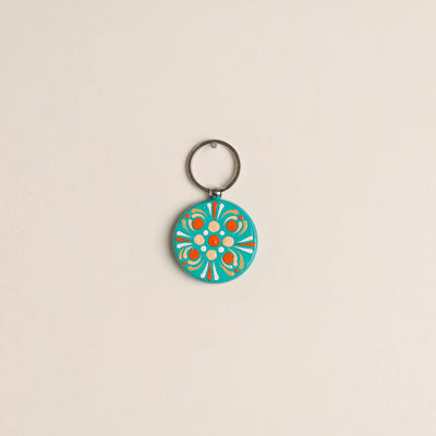 Handpainted Mandala Art Wooden Keychain 56