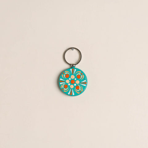 Handpainted Mandala Art Wooden Keychain 56