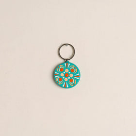 Handpainted Mandala Art Wooden Keychain 56