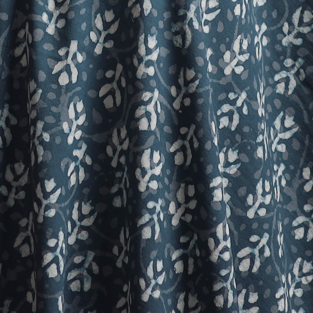 Blue - Bagru Dabu Hand Block Print Natural Dyed Cotton Fabric 77