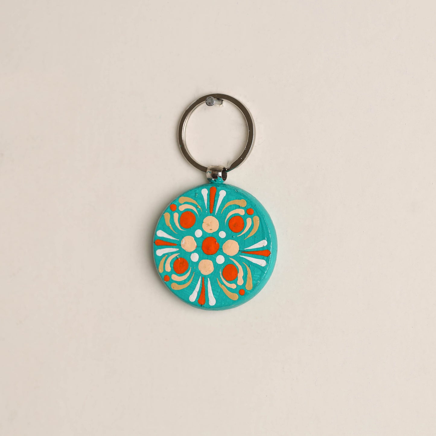 Handpainted Mandala Art Wooden Keychain 56