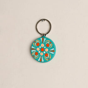Handpainted Mandala Art Wooden Keychain 56