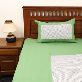 Green - patchwork cotton double jacquard bedsheet set 12