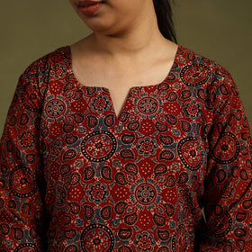 Red Cotton Ajrakh Block Print Night Suit Set