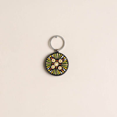 Handpainted Mandala Art Wooden Keychain 57