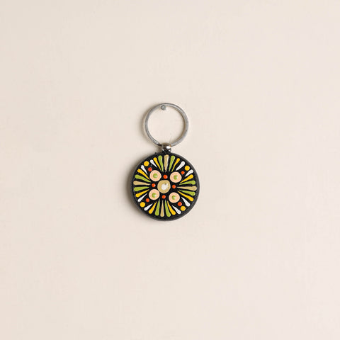 Handpainted Mandala Art Wooden Keychain 57