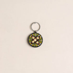 Handpainted Mandala Art Wooden Keychain 57
