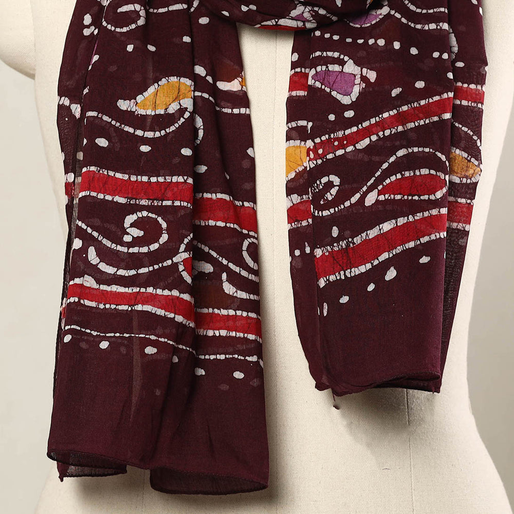 Maroon - Hand Batik Printed Mul Cotton Stole 67