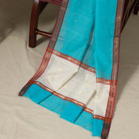 White - 3pc Handloom Zari Buti Unstitched Chanderi Silk Dress Material 