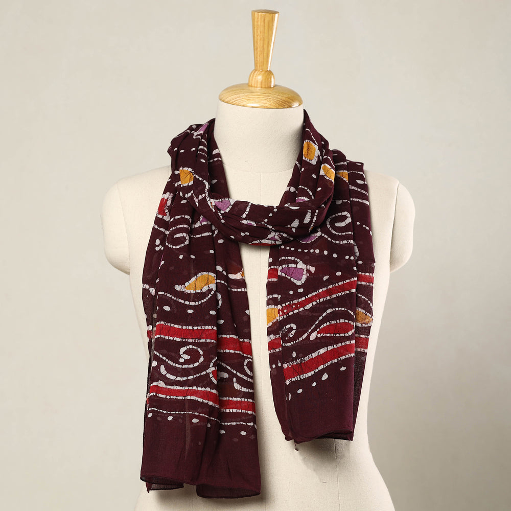 Maroon - Hand Batik Printed Mul Cotton Stole 67