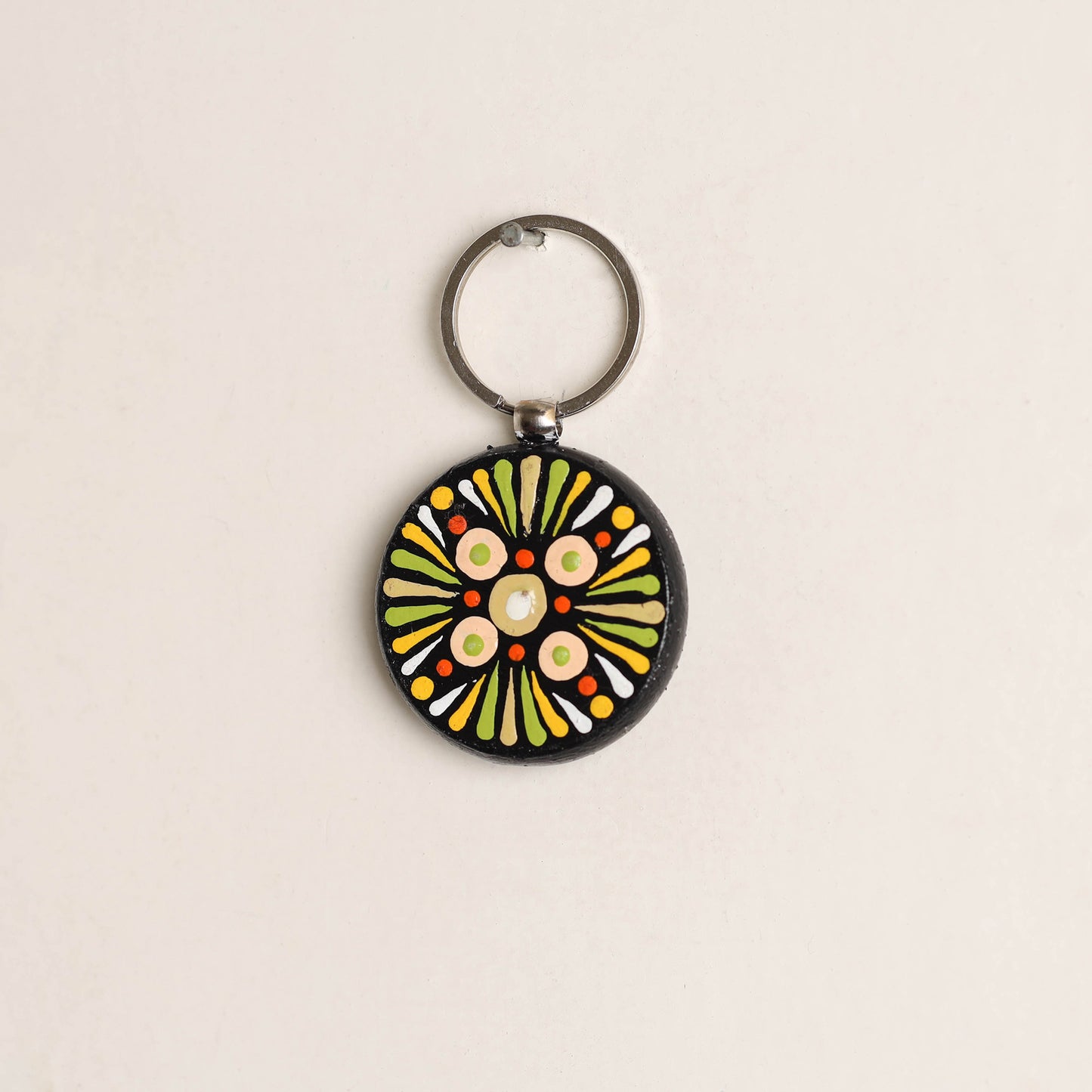 Handpainted Mandala Art Wooden Keychain 57