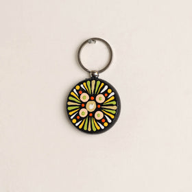 Handpainted Mandala Art Wooden Keychain 57