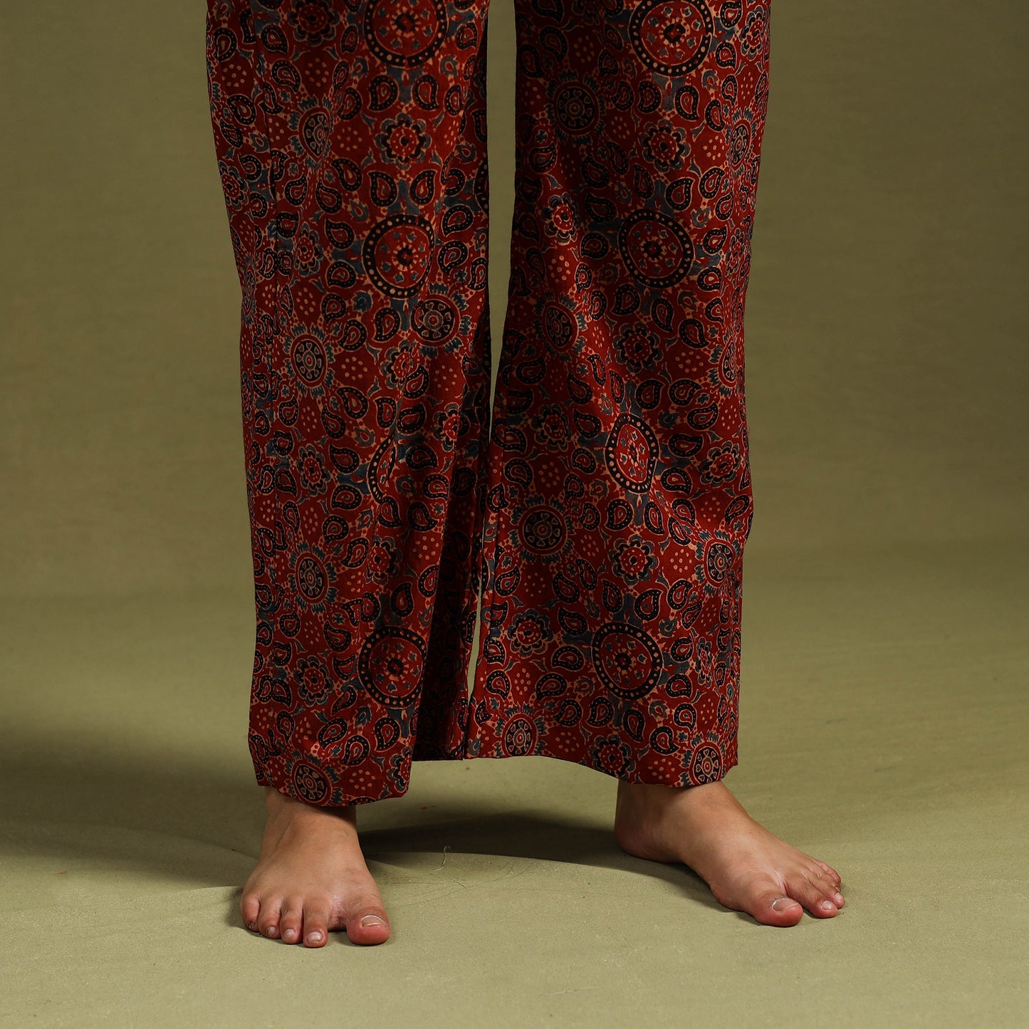 Red Cotton Ajrakh Block Print Night Suit Set