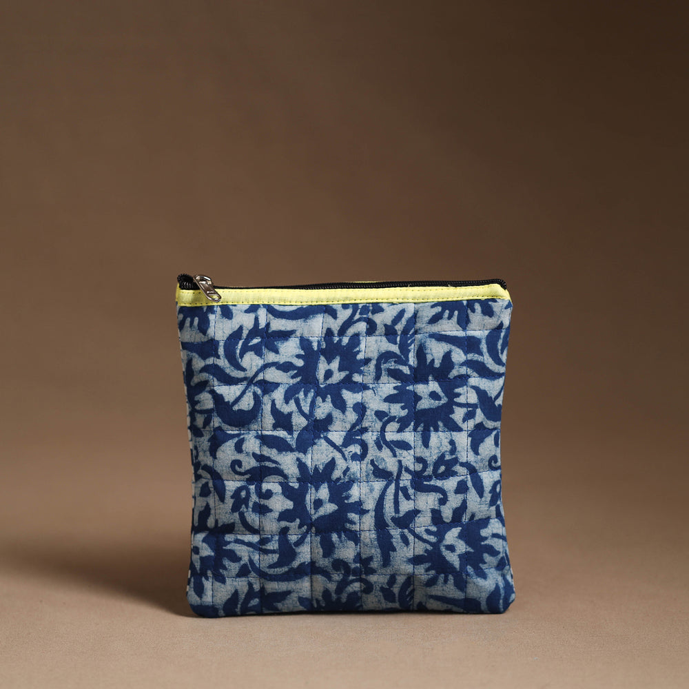 Blue - Handmade Quilted Cotton Utility Pouch 39