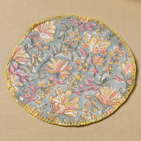 Floral Block Print Hand Embroidery Roti Napkin  03