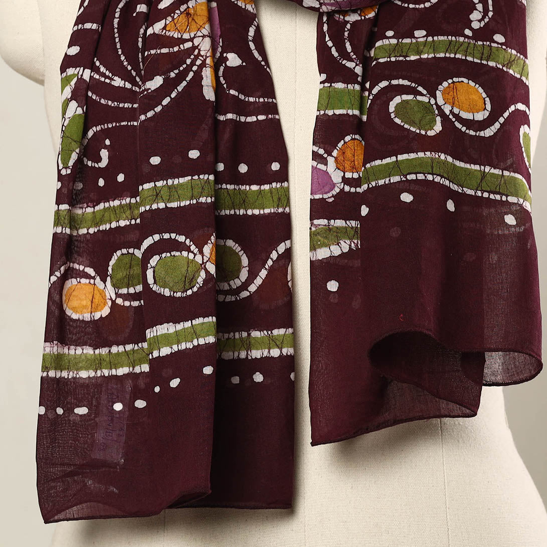 Maroon - Hand Batik Printed Mul Cotton Stole 68