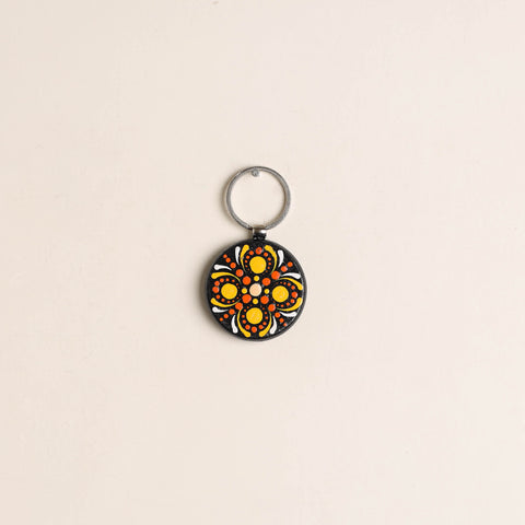 Handpainted Mandala Art Wooden Keychain 58