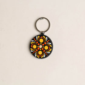 Handpainted Mandala Art Wooden Keychain 58