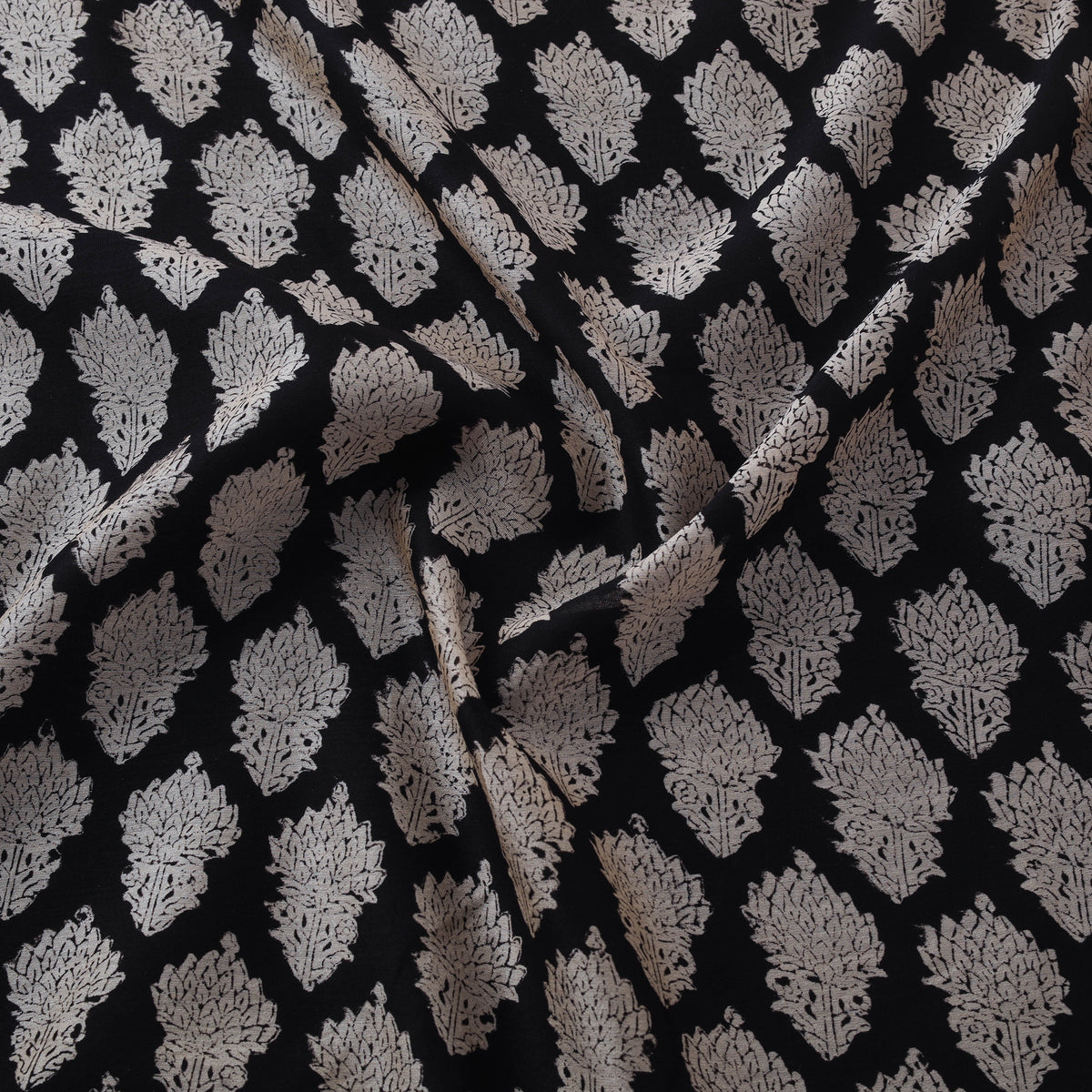 Bagru Hand Block Prints Pure Handloom Chanderi Silk Fabric 05