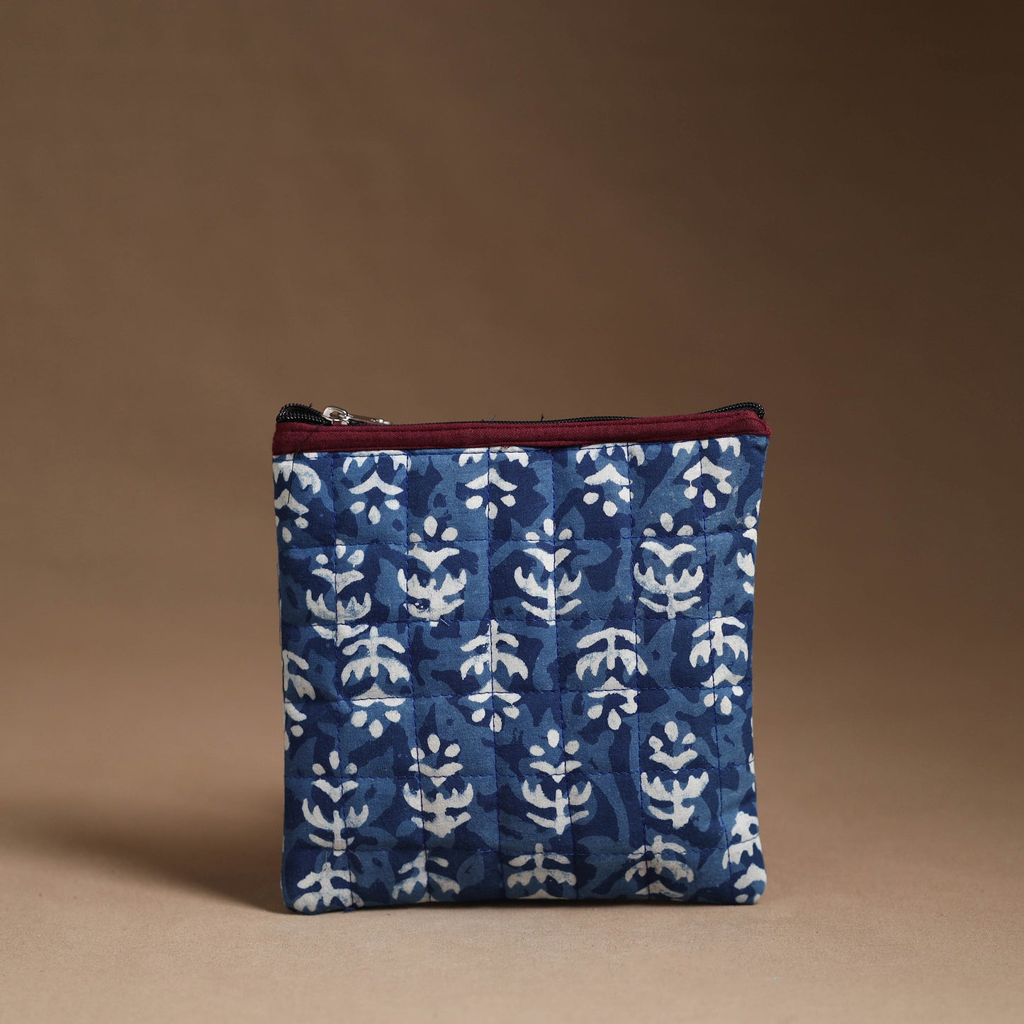 Blue - Handmade Quilted Cotton Utility Pouch 37