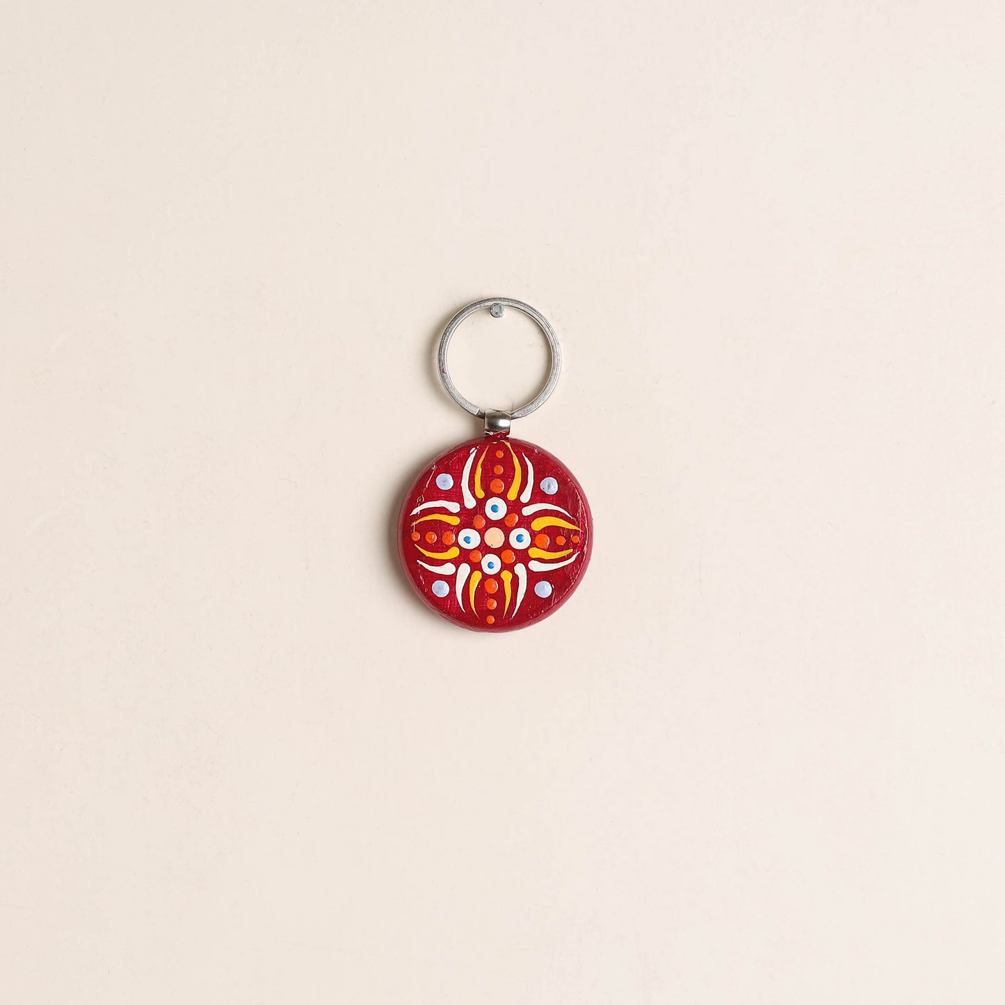 Handpainted Mandala Art Wooden Keychain 59