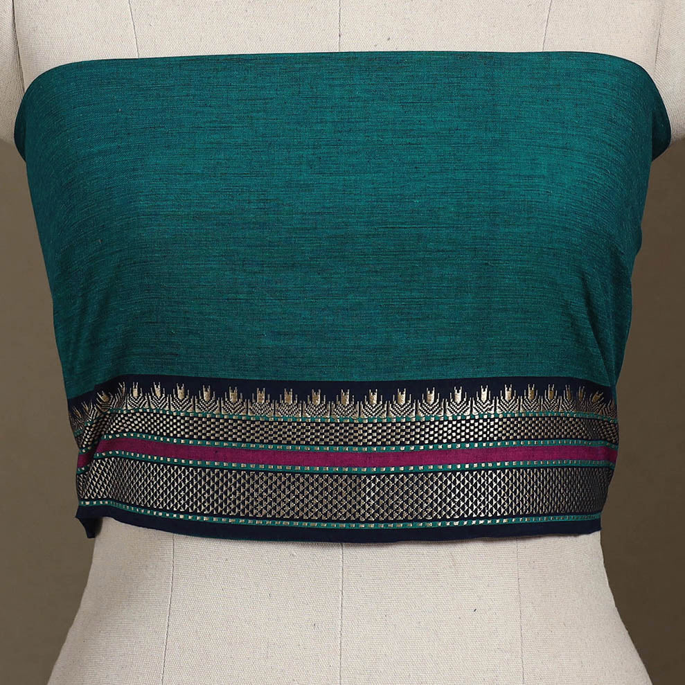 Green - dharwad cotton blouse piece 11 - handcrafted