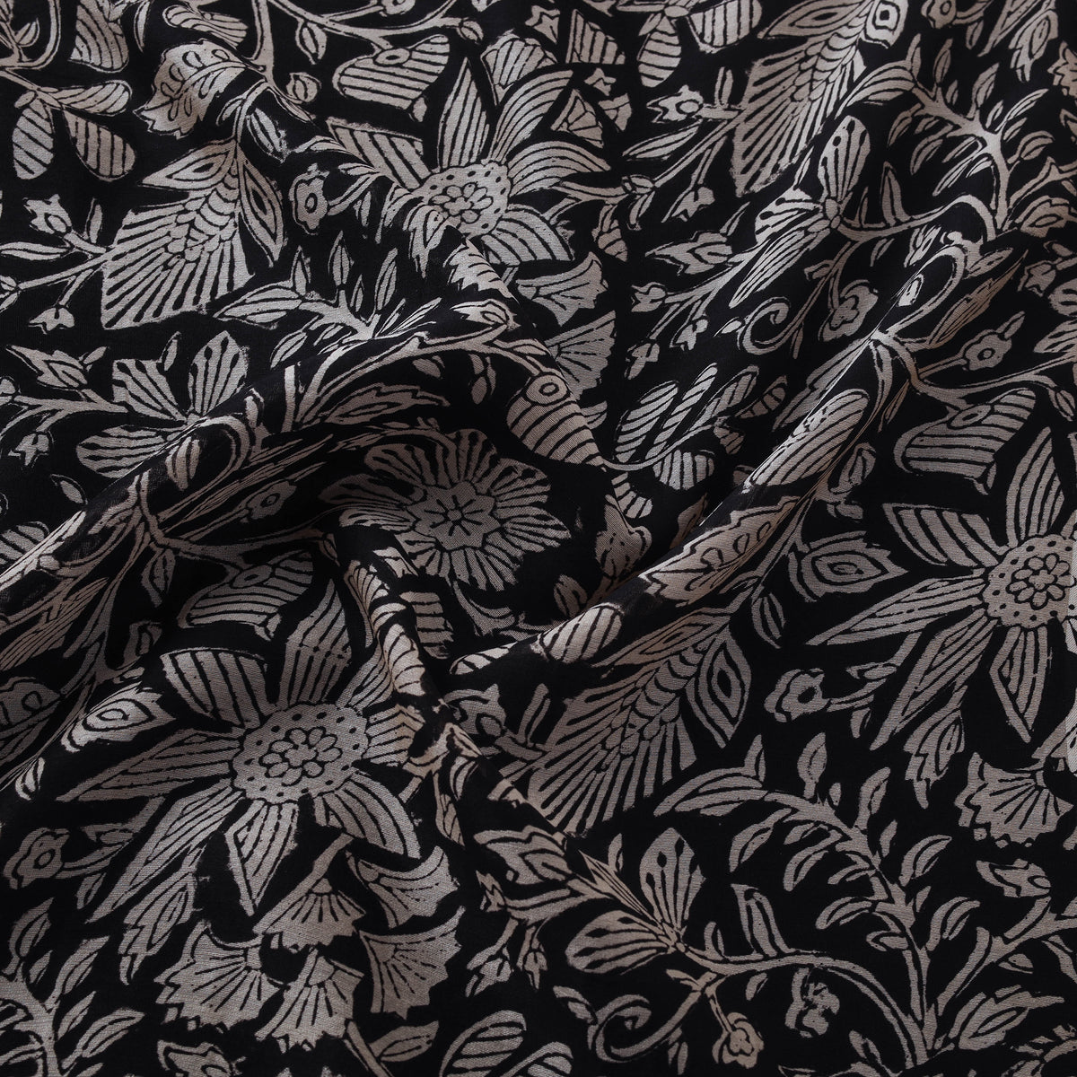 Bagru Hand Block Prints Pure Handloom Chanderi Silk Fabric 06