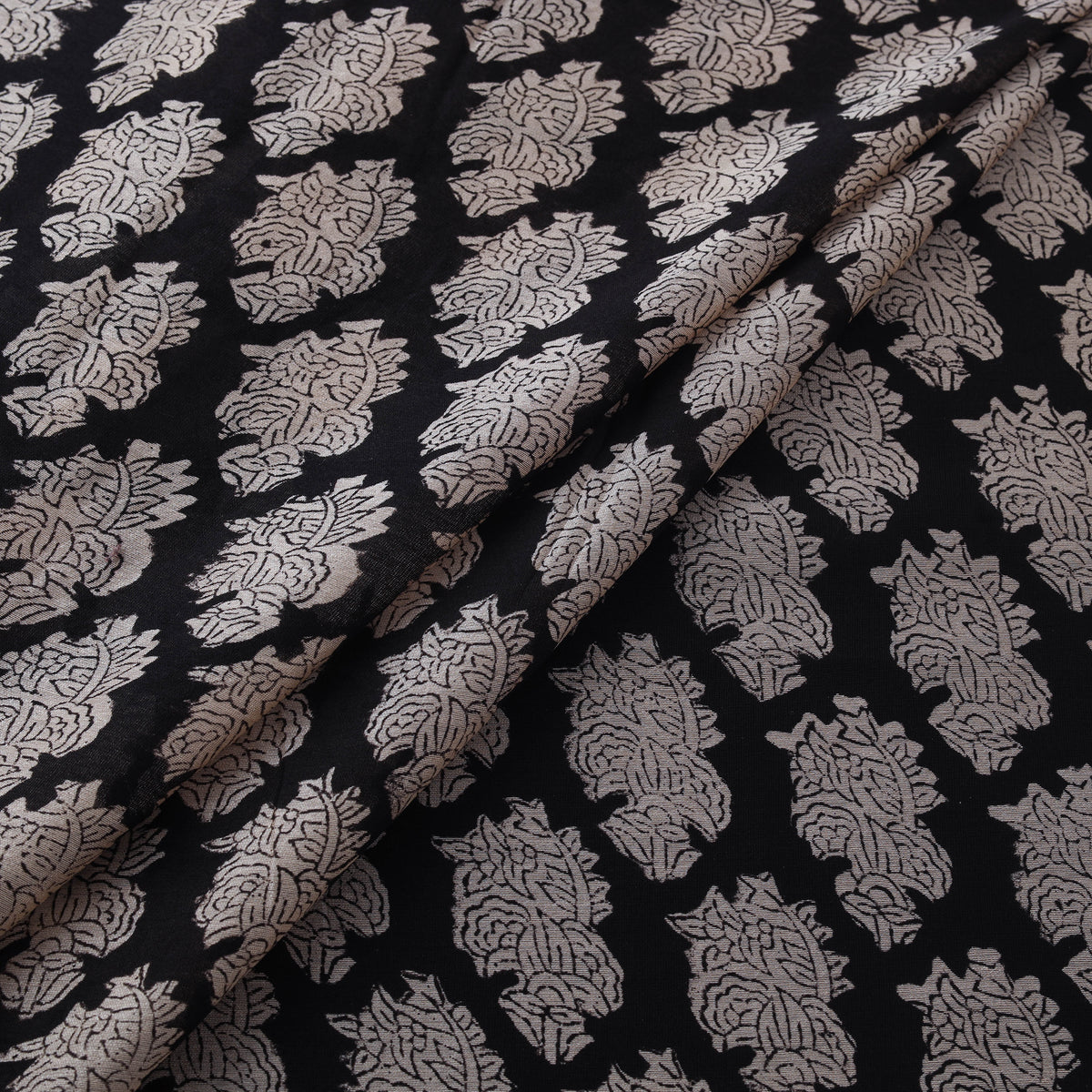 Bagru Hand Block Prints Pure Handloom Chanderi Silk Fabric 07