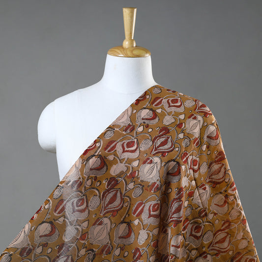 Brown - Bagru Ajrakh Dabu Block Printed Natural Dyed Chanderi Silk Fabric 10