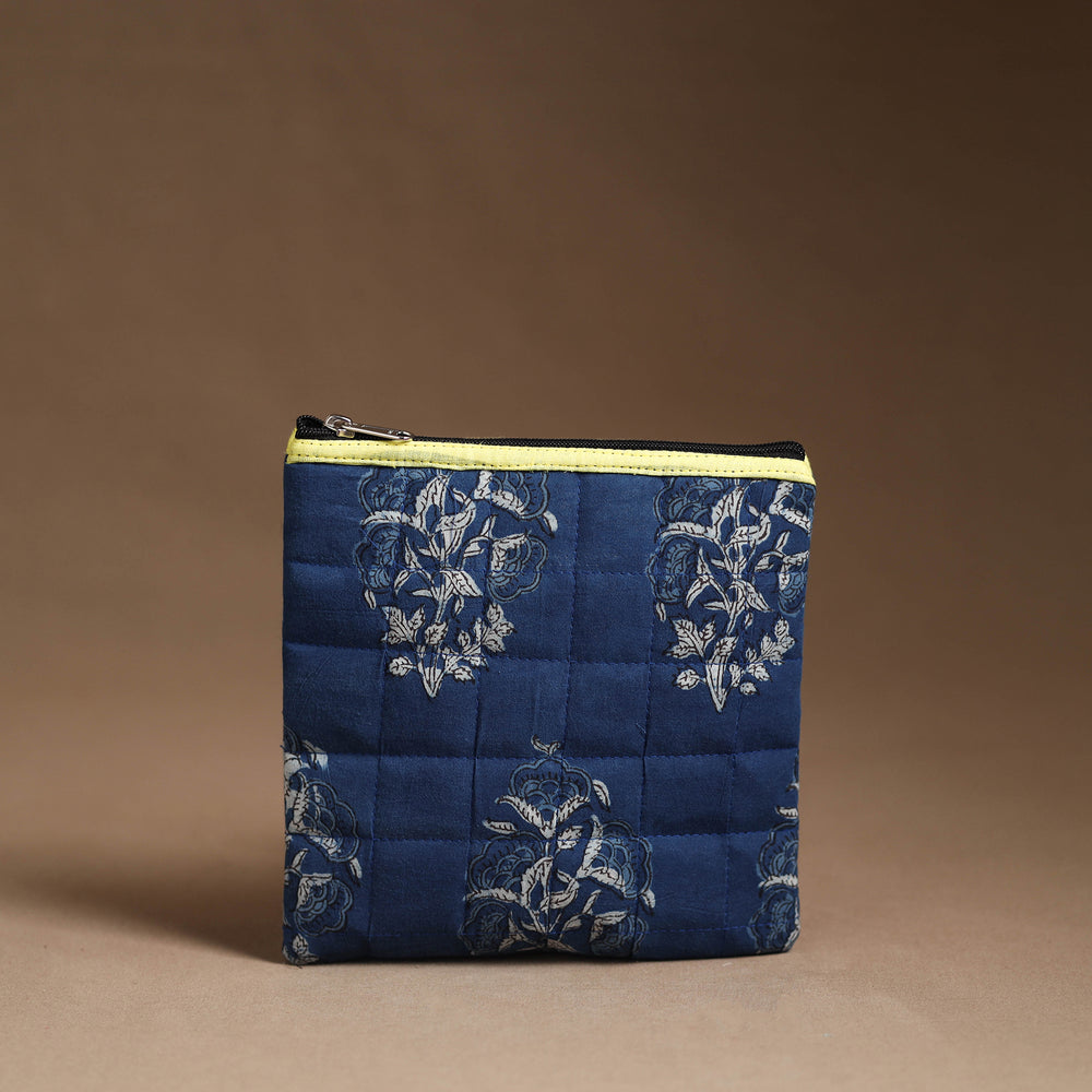 Blue - Handmade Quilted Cotton Utility Pouch 35